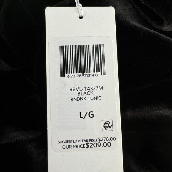 Eileen Fisher Velvet Tunic Dress Large Black Short Sleeve Roundneck NWT DR-1620 - Picture 11 of 12